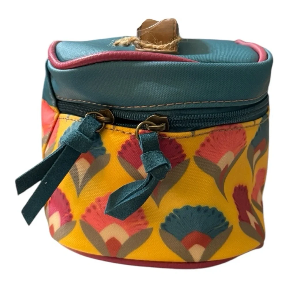 Catchfly Studio Floral Cosmetic Bag Travel Case – Yellow/Teal – NWT